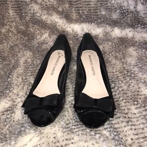 Franky Sarto peep toe black ballet flats